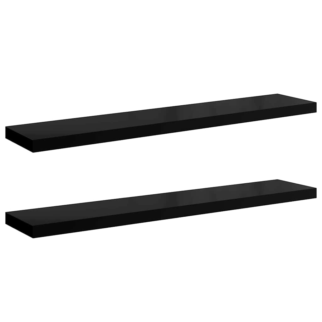 Photos - Kids Furniture VidaXL Floating Wall Shelves 2 pcs High Gloss Black 47.2"x9.3"x1.5" MDF