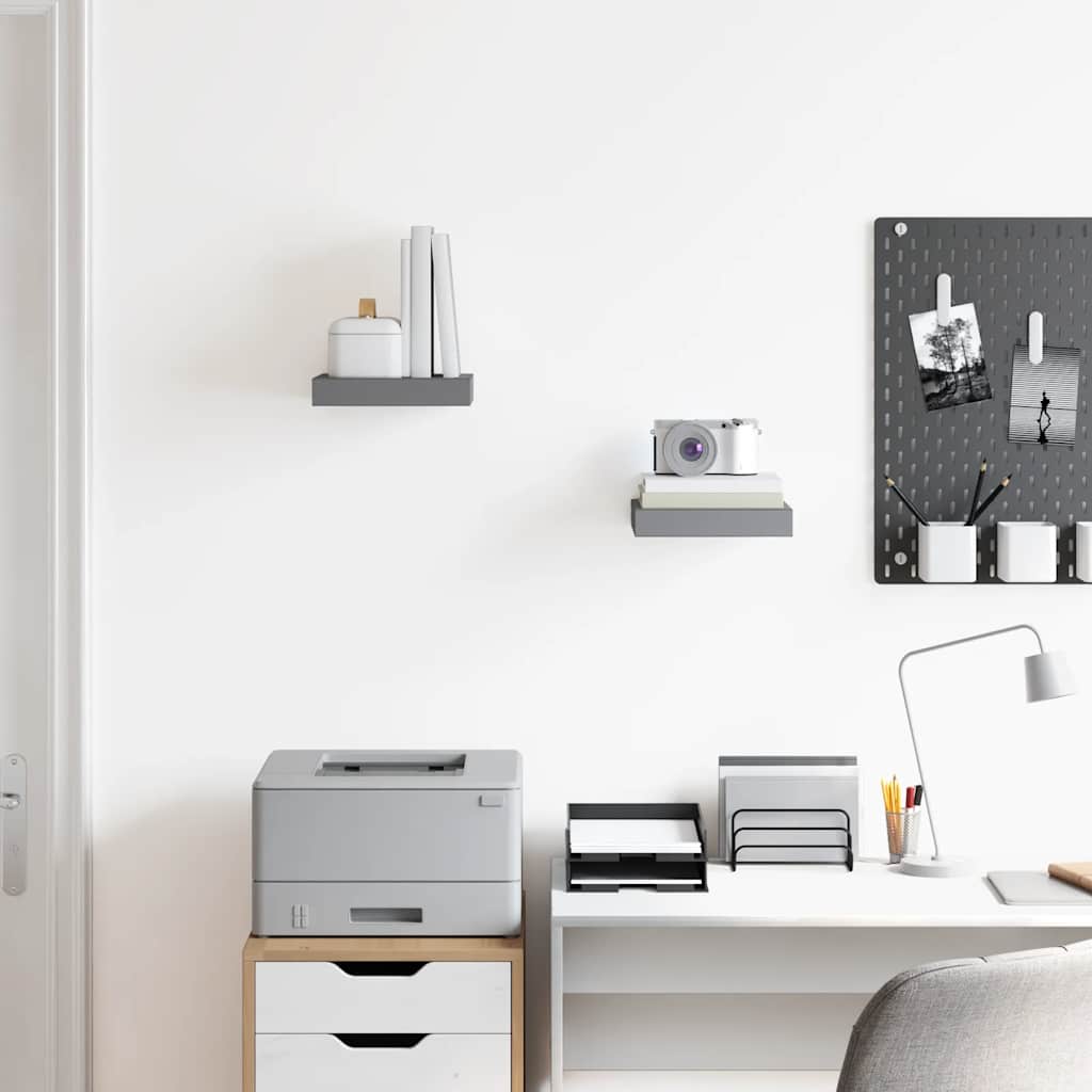 Thumbnail - vidaXL Schweberegale 2 Stk. Hochglanz-Grau 23x23,5x3,8 cm MDF