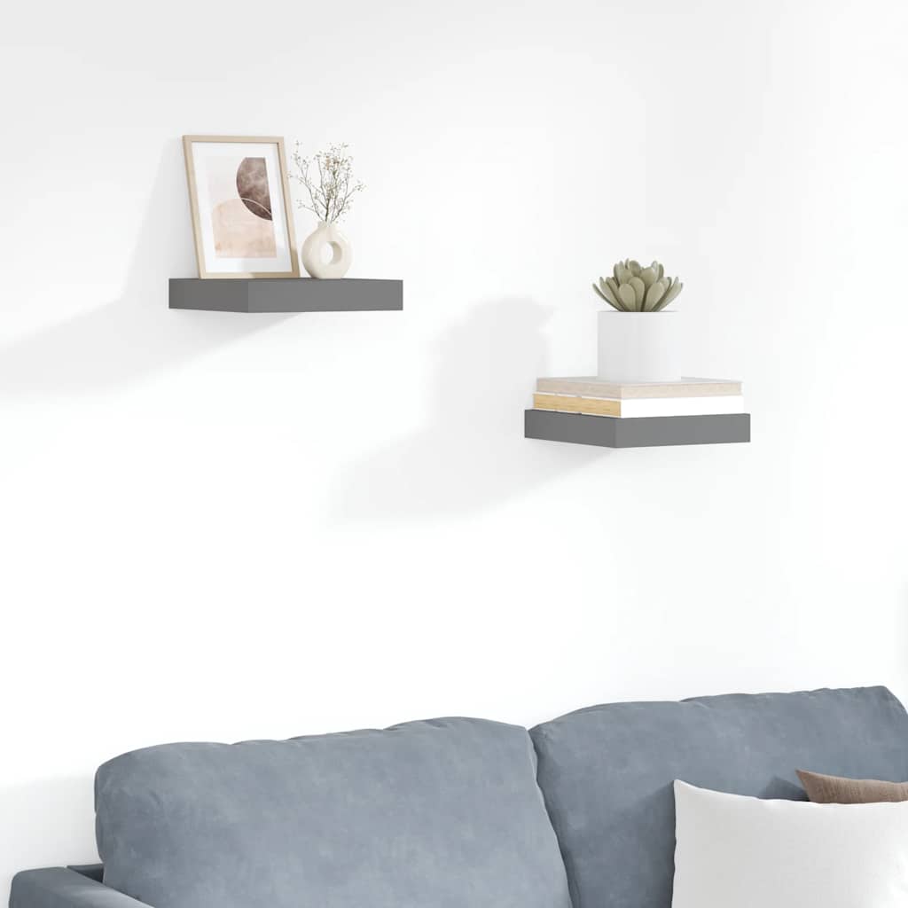 vidaXL Schweberegale 2 Stk. Hochglanz-Grau 23x23,5x3,8 cm MDF