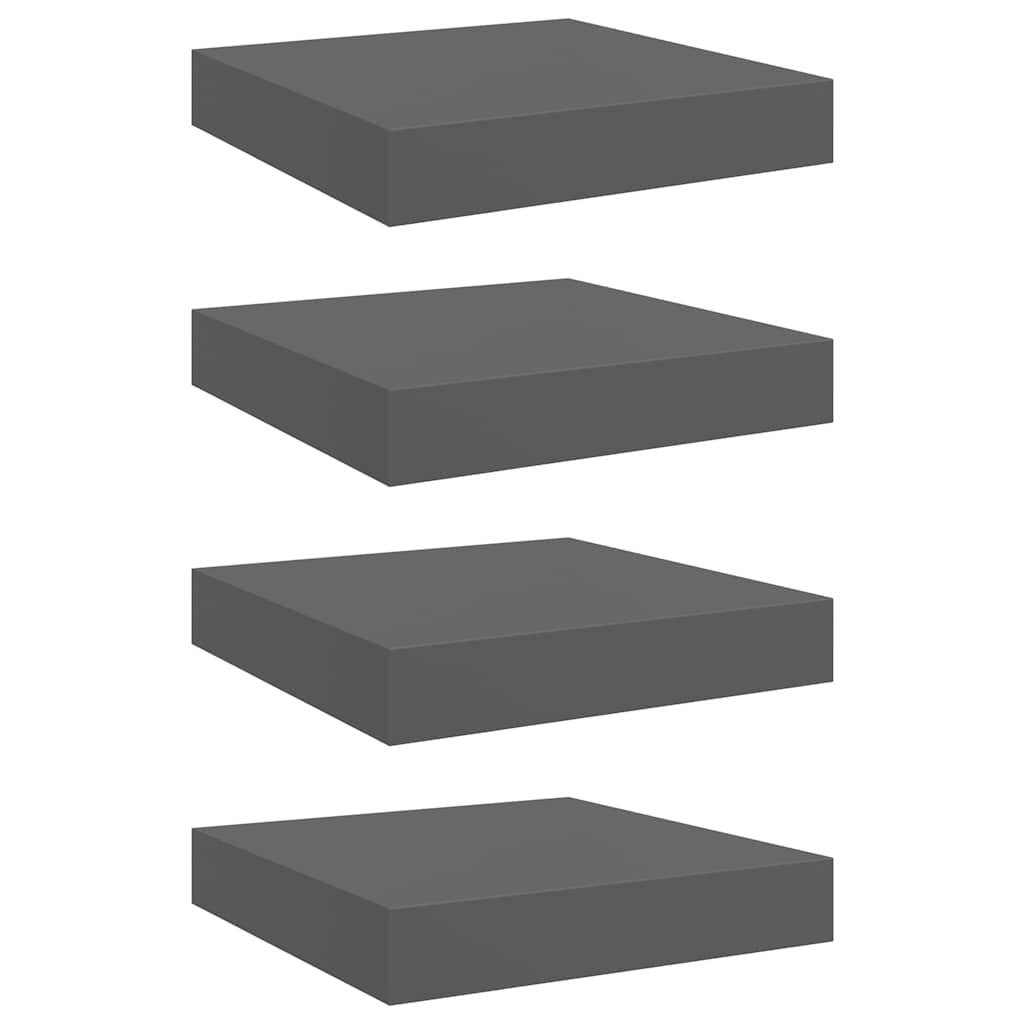 Thumbnail - vidaXL Schweberegale 4 Stk. Hochglanz-Grau 23x23,5x3,8 cm MDF