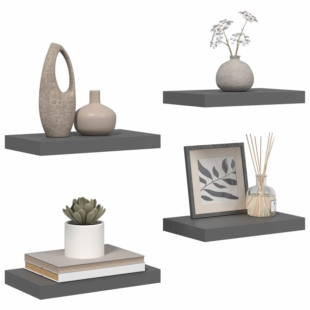 Etagère Murale Flottante Gris MDF Suspendu Bibliothèque Salon Intérieur vidaXL