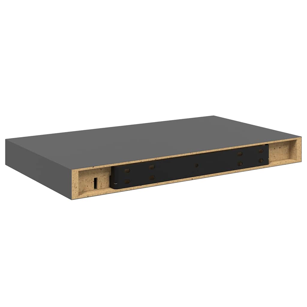Etagère Murale Flottante Gris MDF Suspendu Bibliothèque Salon Intérieur