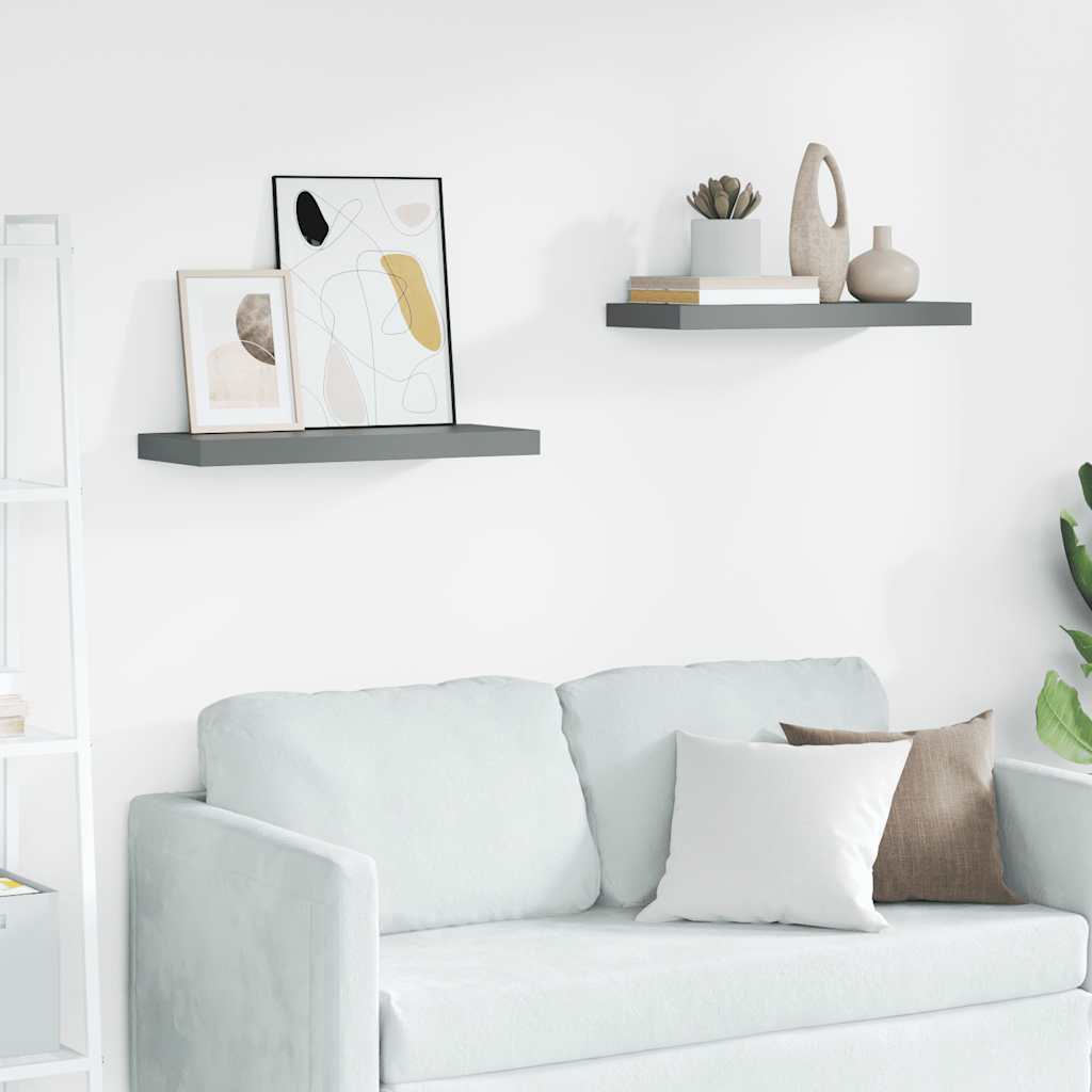 vidaXL Rafturi de perete, 2 buc., gri extralucios, 60x23,5x3,8 cm, MDF