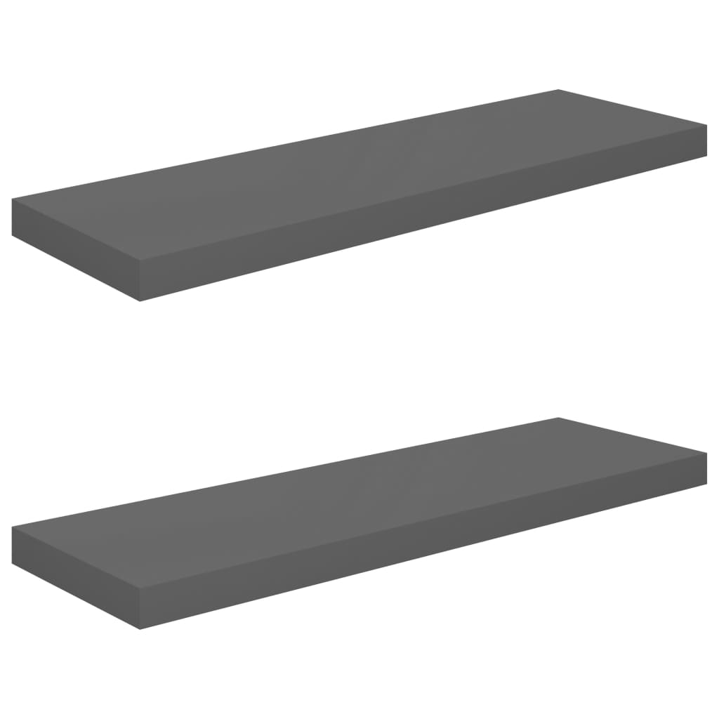 

vidaXL Floating Wall Shelves 2 pcs High Gloss Gray 31.5"x9.3"x1.5" MDF