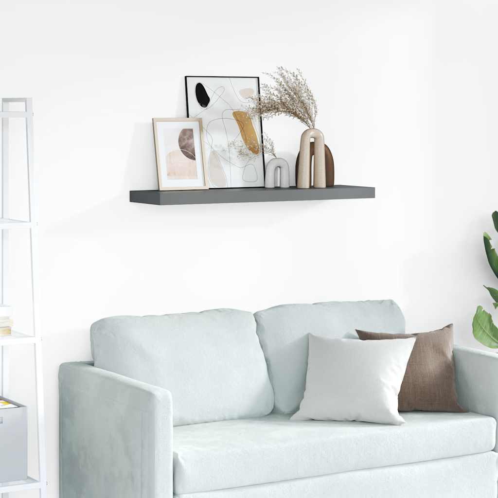 vidaXL Schwebendes Wandregal Hochglanz-Grau 90x23,5x3,8 cm MDF