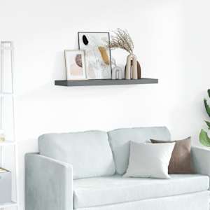 Stenska polica visok sijaj siva 90x23,5x3,8 cm MDF