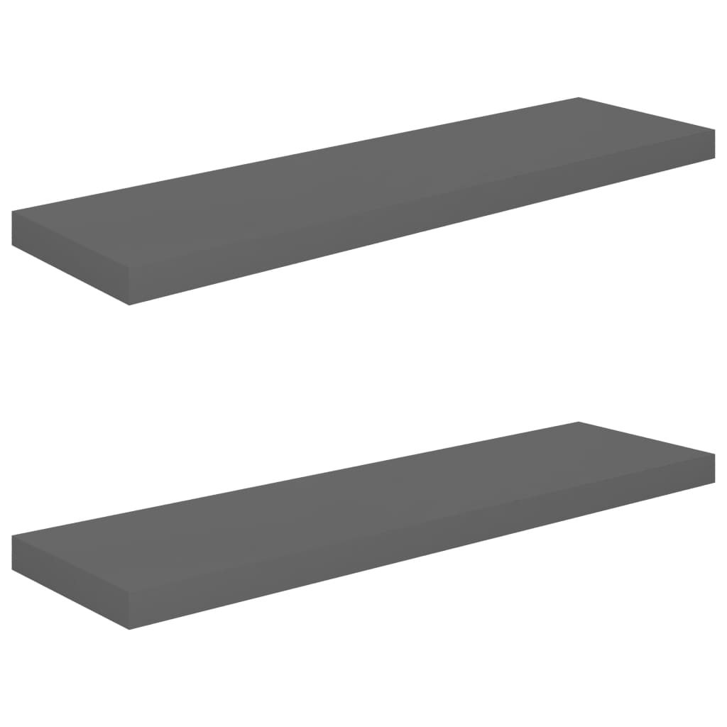 

vidaXL Floating Wall Shelves 2 pcs High Gloss Gray 35.4"x9.3"x1.5" MDF