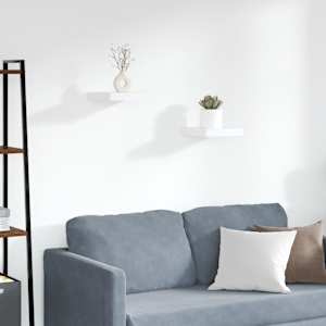 Stenske police 2 kosa bele 23x23,5x3,8 cm MDF