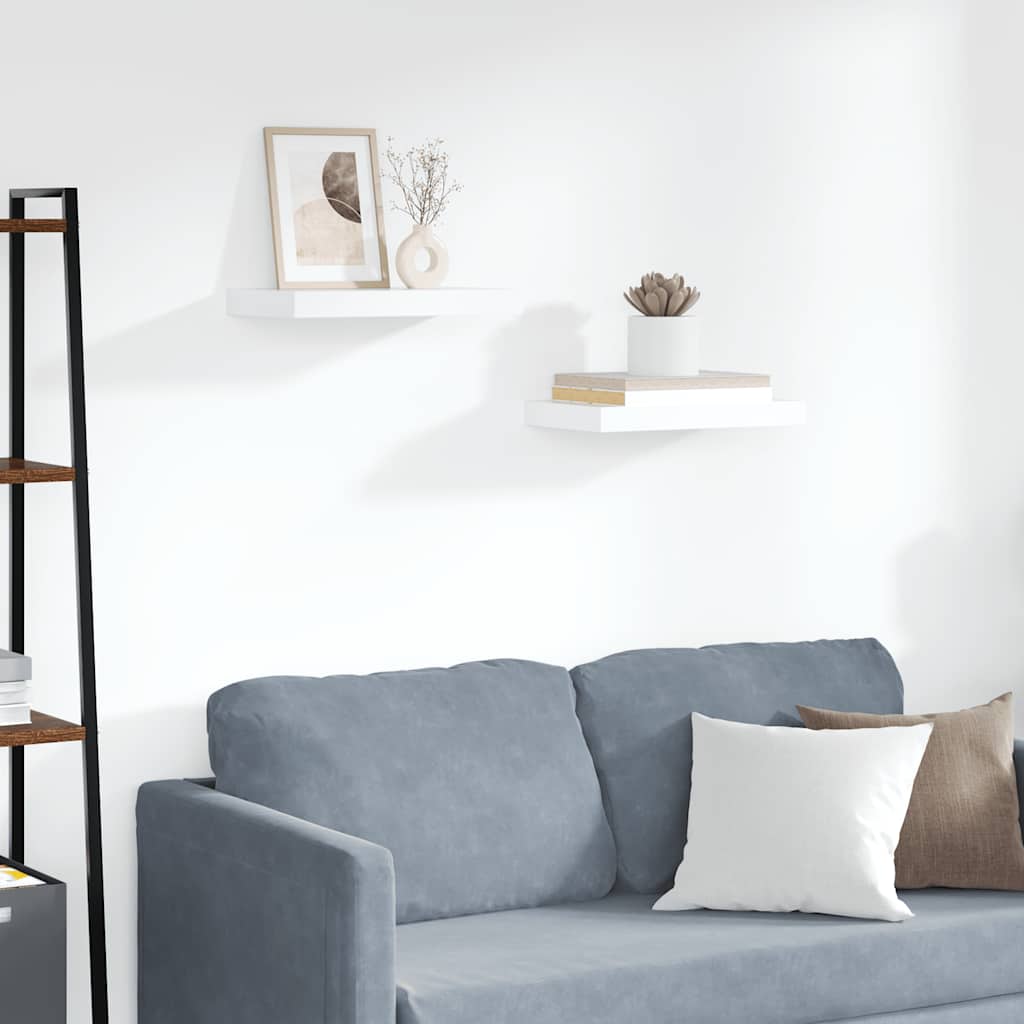 vidaXL Rafturi de perete suspendate, 2 buc., alb, 40x23x3,8 cm, MDF