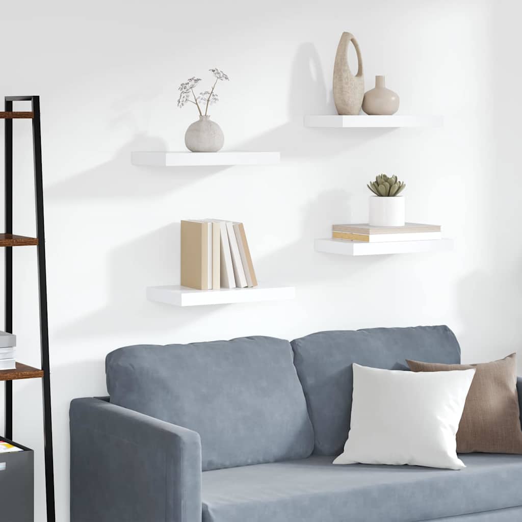 vidaXL væghylder 4 stk. 40x23,5x3,8 cm MDF hvid