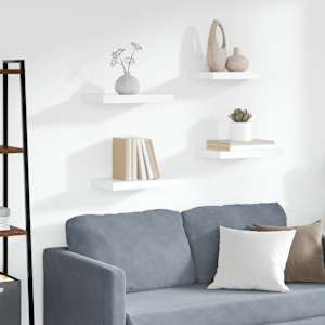 Stenske police 4 kosi bele 40x23x3,8 cm MDF