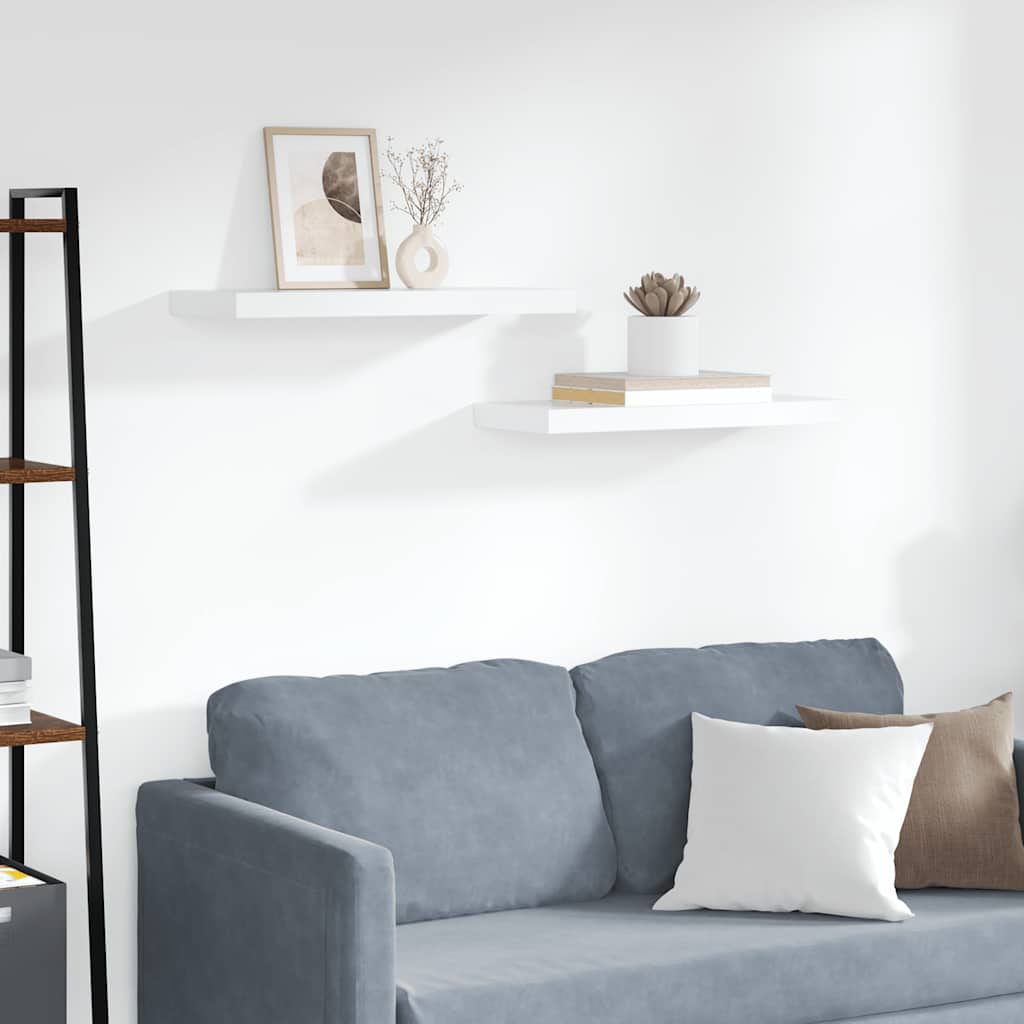 vidaXL Rafturi de perete suspendate, 2 buc., alb, 60x23,5x3,8 cm, MDF