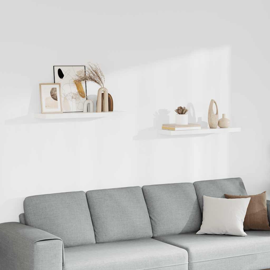 vidaXL Schweberegale 2 Stk. Weiß 80x23,5x3,8 cm MDF