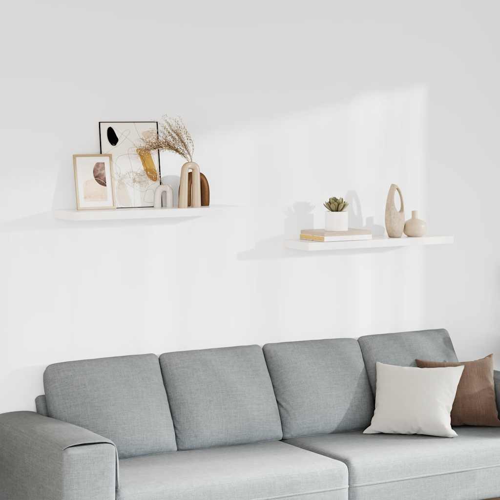 vidaXL Rafturi de perete suspendate, 2 buc., alb, 90x23,5x3,8 cm, MDF