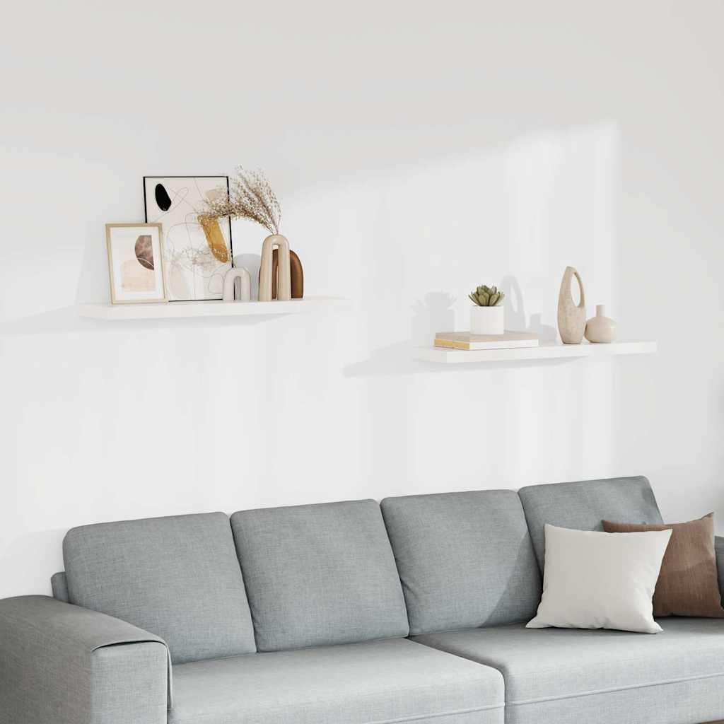 vidaXL Rafturi de perete suspendate, 2 buc., alb, 90x23,5x3,8 cm, MDF