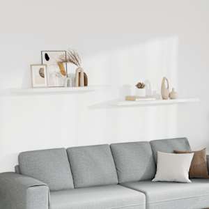 Stenske police 2 kosa bele 120x23,5x3,8 cm MDF