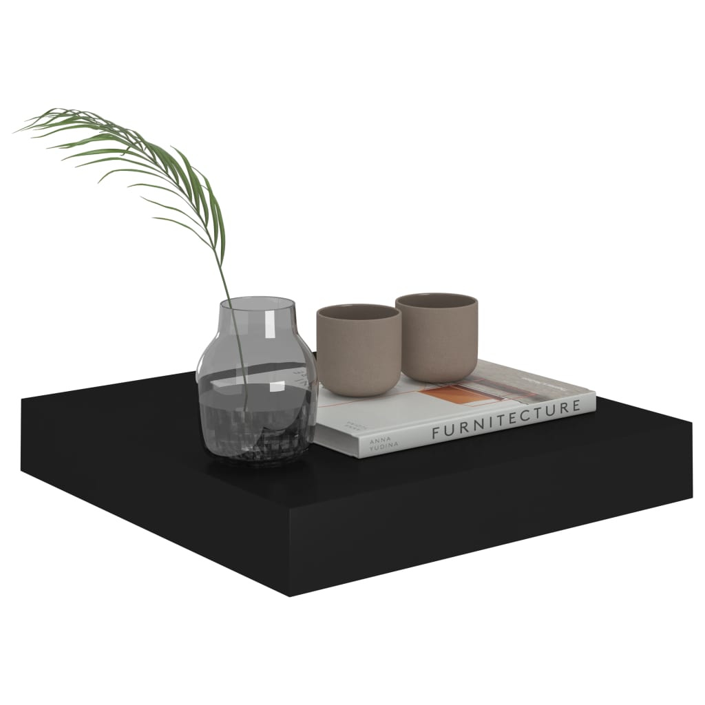 vidaXL Wandschappen zwevend 2 st 23x23,5x3,8 cm MDF zwart afbeelding