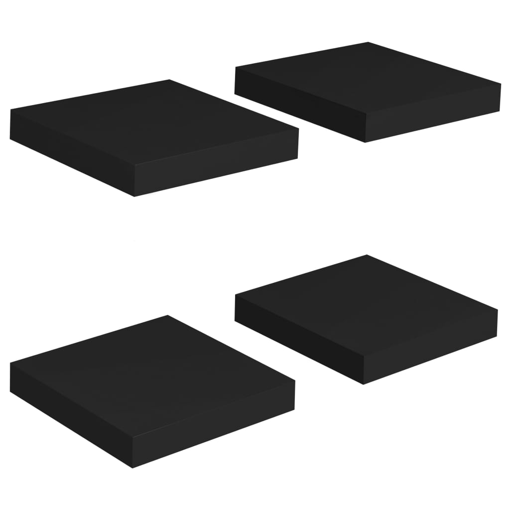 vidaXL Plovoucí nástěnné police 4 ks černé 23 x 23,5 x 3,8 cm MDF