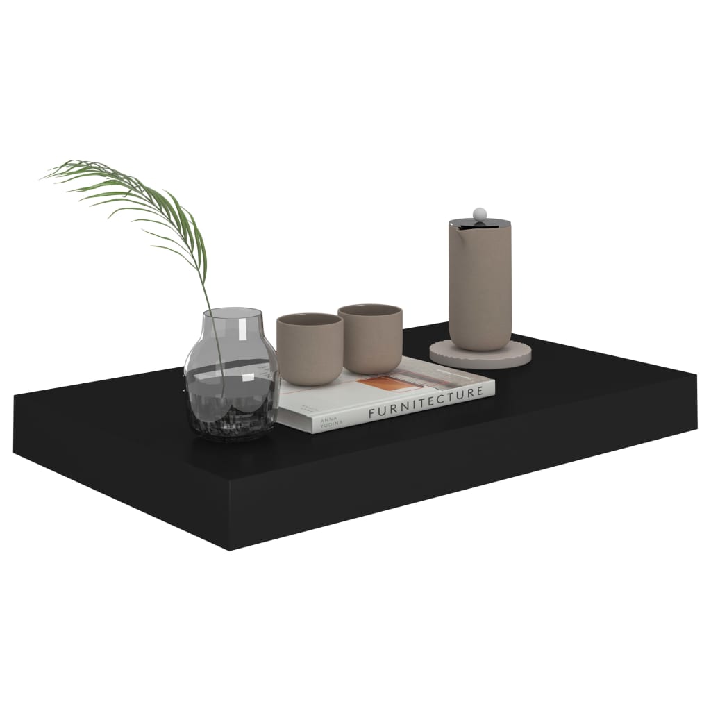vidaXL Wandschappen zwevend 2 st 40x23x3,8 cm MDF zwart afbeelding