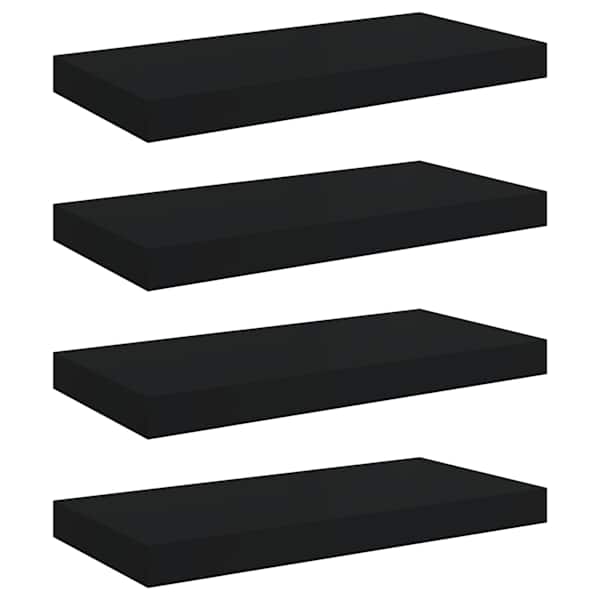 vidaXL seinariiulid, 4 tk, must, 50 x 23,5 x 3,8 cm MDF