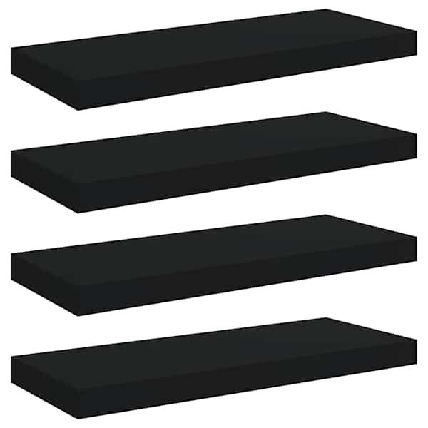 vidaXL seinariiulid, 4 tk, must, 60 x 23,5 x 3,8 cm MDF