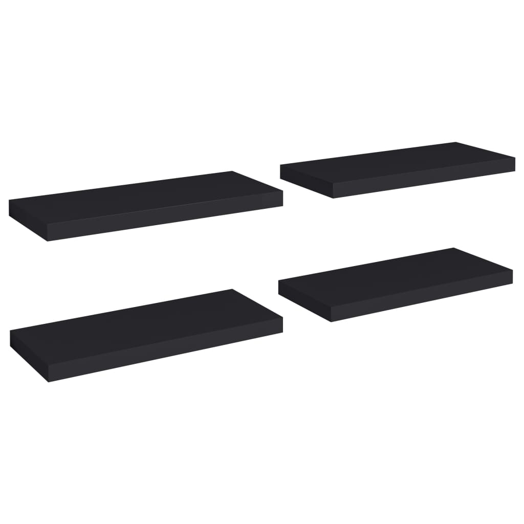 

vidaXL Floating Wall Shelves 4 pcs Black 23.6"x9.3"x1.5" MDF