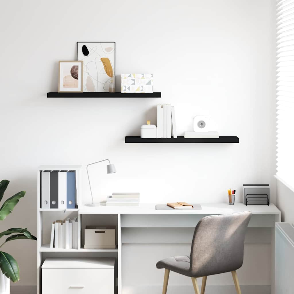 Thumbnail - vidaXL Schweberegale 2 Stk. Schwarz 90x23,5x3,8 cm MDF