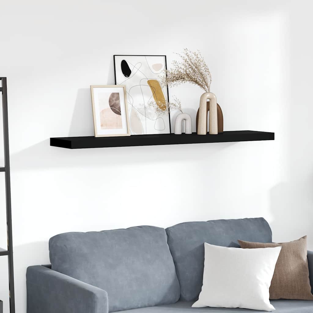 vidaXL Raft de perete suspendat, negru, 120x23,5x3,8 cm, MDF