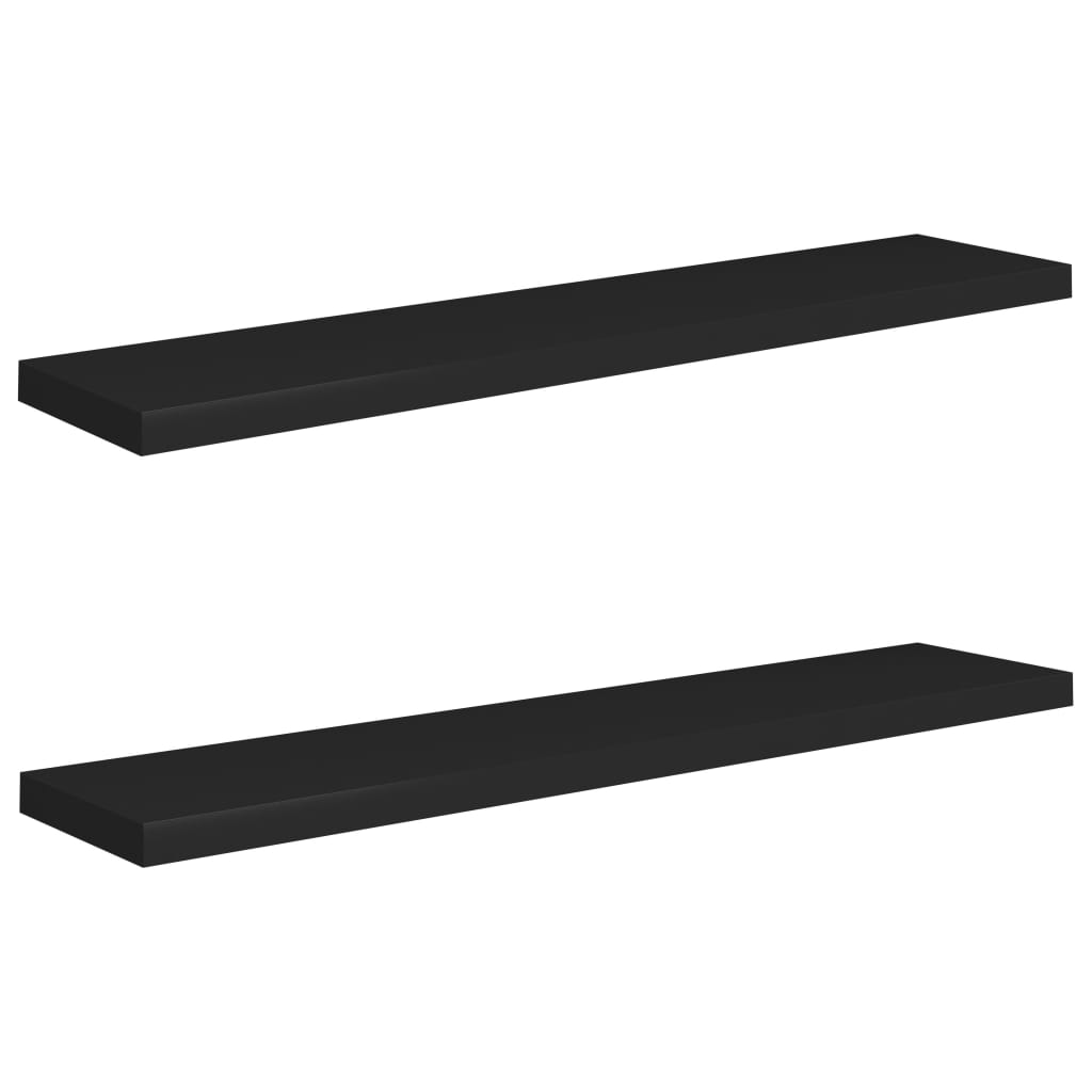 

vidaXL Floating Wall Shelves 2 pcs Black 47.2"x9.3"x1.5" MDF