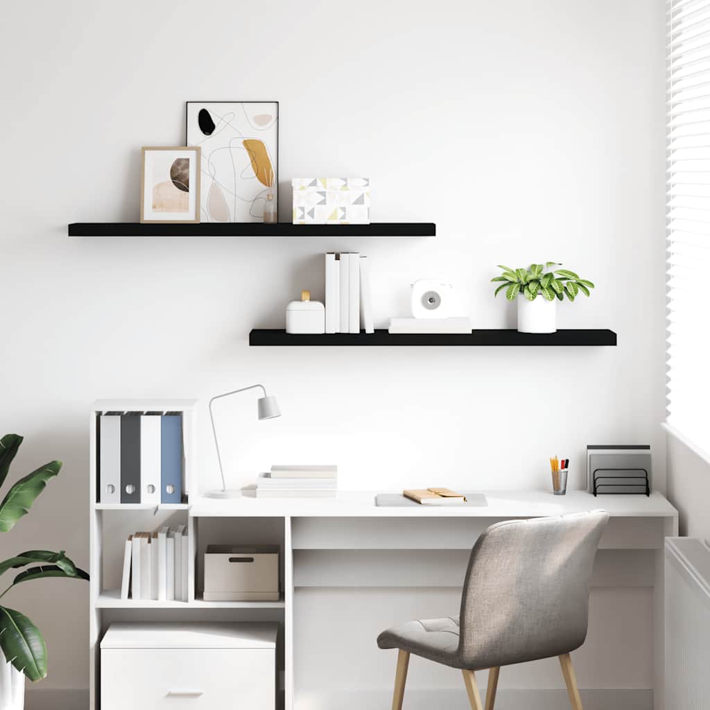 Thumbnail - vidaXL Schweberegale 2 Stk. Schwarz 120x23,5x3,8 cm MDF