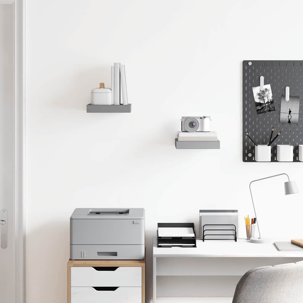 Thumbnail - vidaXL Schweberegale 2 Stk. Grau 23x23,5x3,8 cm MDF