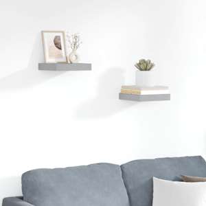 Stenske police 2 kosa sive 23x23,5x3,8 cm MDF