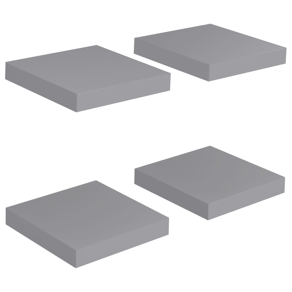 

vidaXL Floating Wall Shelves 4 pcs Gray 9.1"x9.3"x1.5" MDF