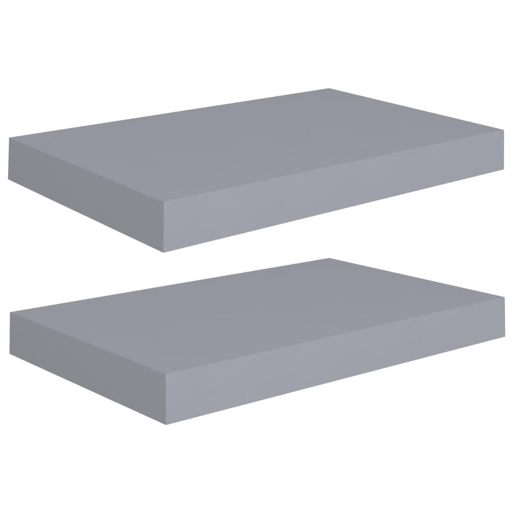 

vidaXL Floating Wall Shelves 2 pcs Gray 15.7"x9.1"x1.5" MDF