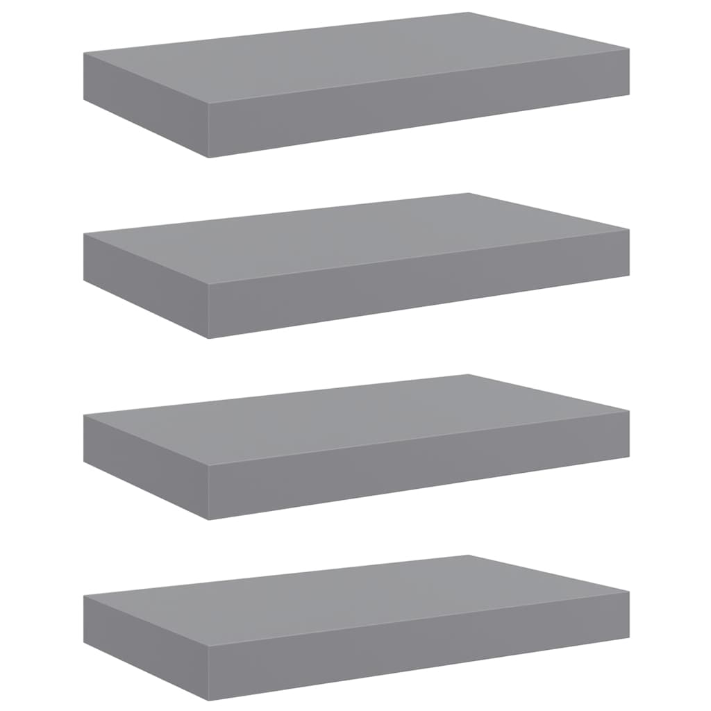 vidaXL Plovoucí nástěnné police 4 ks šedé 40 x 23 x 3,8 cm MDF