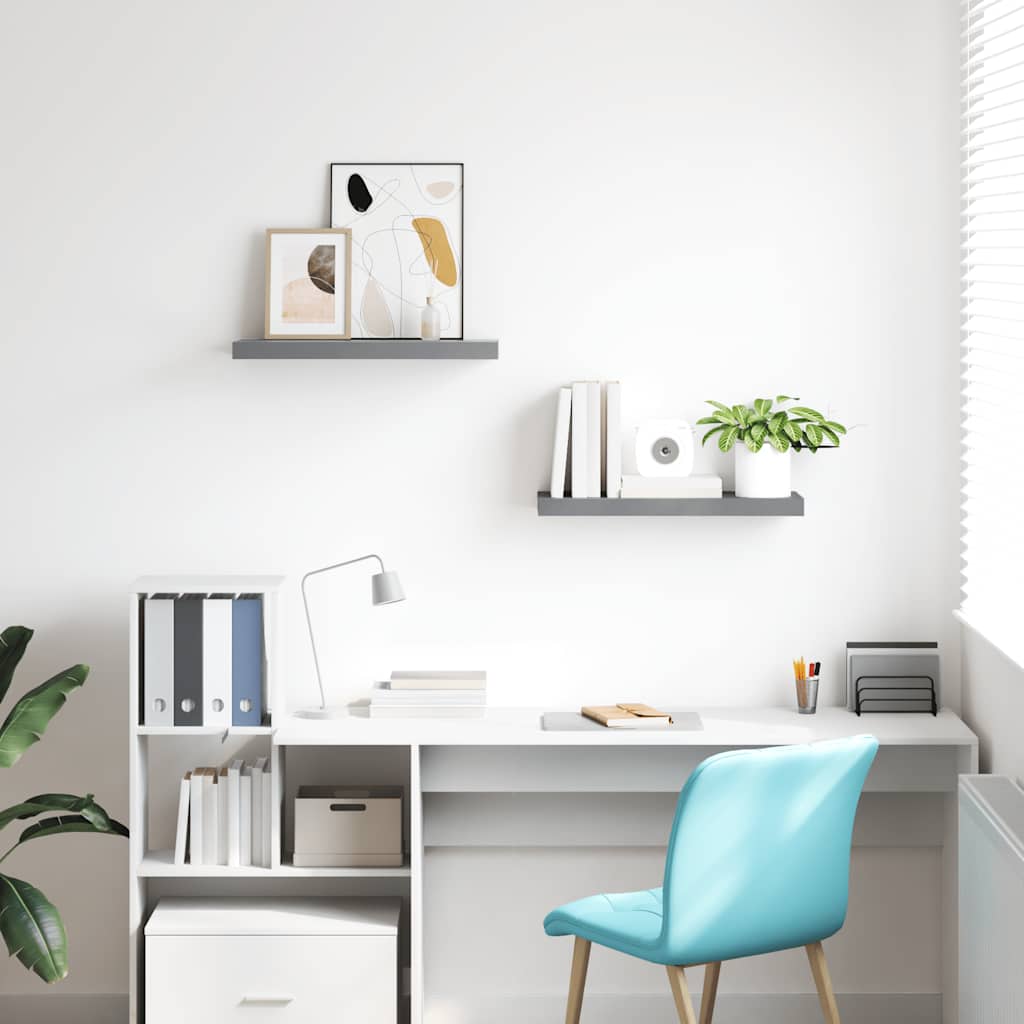 Thumbnail - vidaXL Schwebende Wandregale 2 Stk. Grau 60x23,5x3,8cm MDF