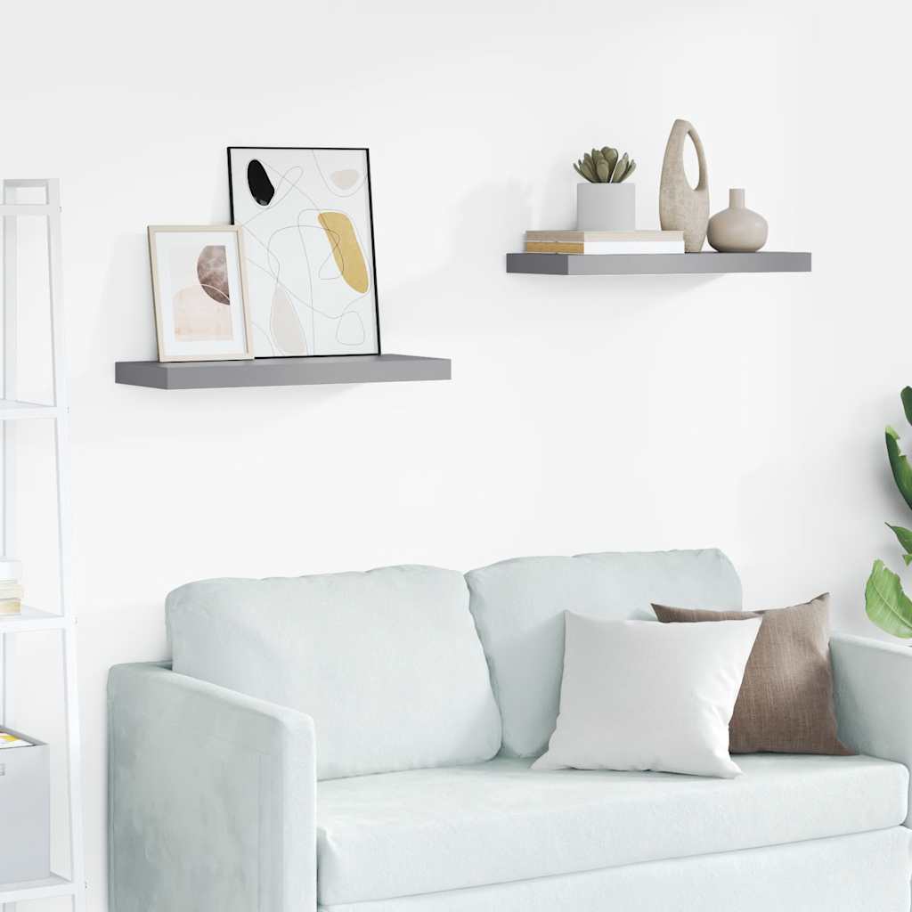 Thumbnail - vidaXL Schwebende Wandregale 2 Stk. Grau 60x23,5x3,8cm MDF