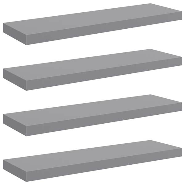 vidaXL seinariiulid, 4 tk, hall, 80 x 23,5 x 3,8 cm MDF