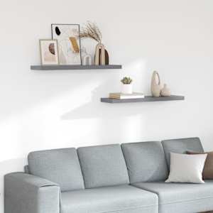 Stenske police 2 kosa sive 90x23,5x3,8 cm MDF