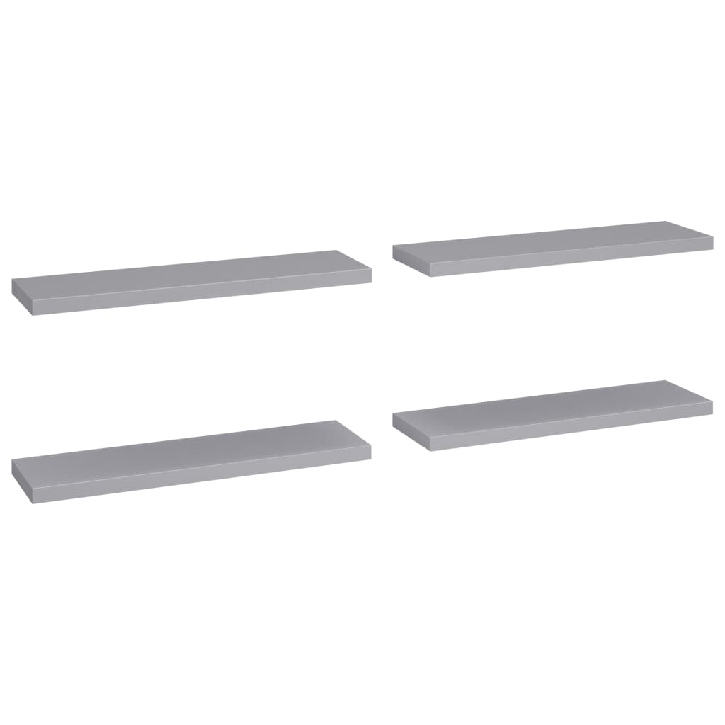 vidaXL Plovoucí nástěnné police 4 ks šedé 90 x 23,5 x 3,8 cm MDF