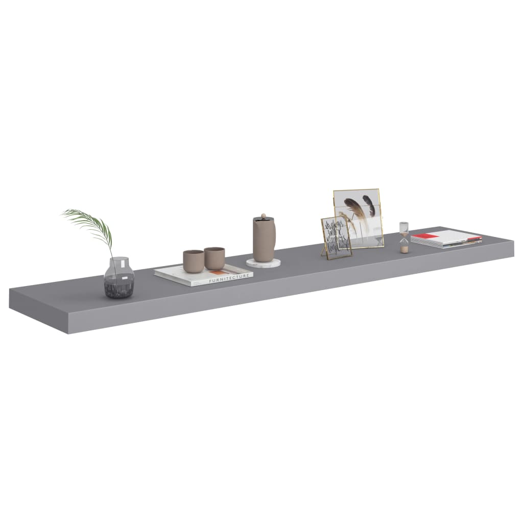 vidaXL Raft de perete suspendat, gri, 120x23,5x3,8 cm, MDF