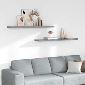 Stenske police 2 kosa sive 120x23,5x3,8 cm MDF