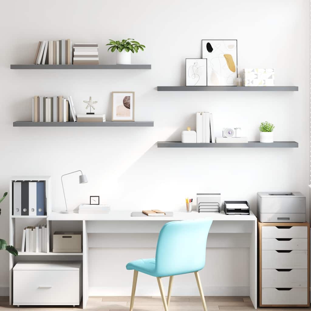 Thumbnail - vidaXL Schwebende Wandregale 4 Stk. Grau 120x23,5x3,8 cm MDF