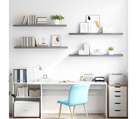 vidaXL &Eacute;tag&egrave;res murales flottantes 4 pcs gris 120x23,5x3,8 cm MDF