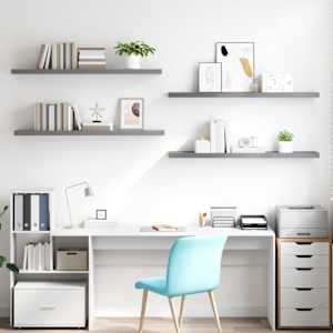 vidaXL &Eacute;tag&egrave;res murales flottantes 4 pcs gris 120x23,5x3,8 cm MDF