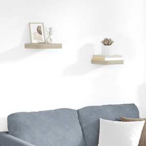 Stenske police 2 kosa barva hrasta 23x23,5x3,8 cm MDF