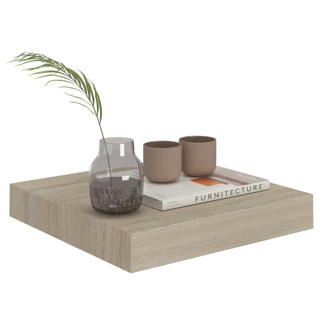 vidaXL 4 db tölgyszínű MDF lebegő fali polc 23 x 23,5 x 3,8 cm