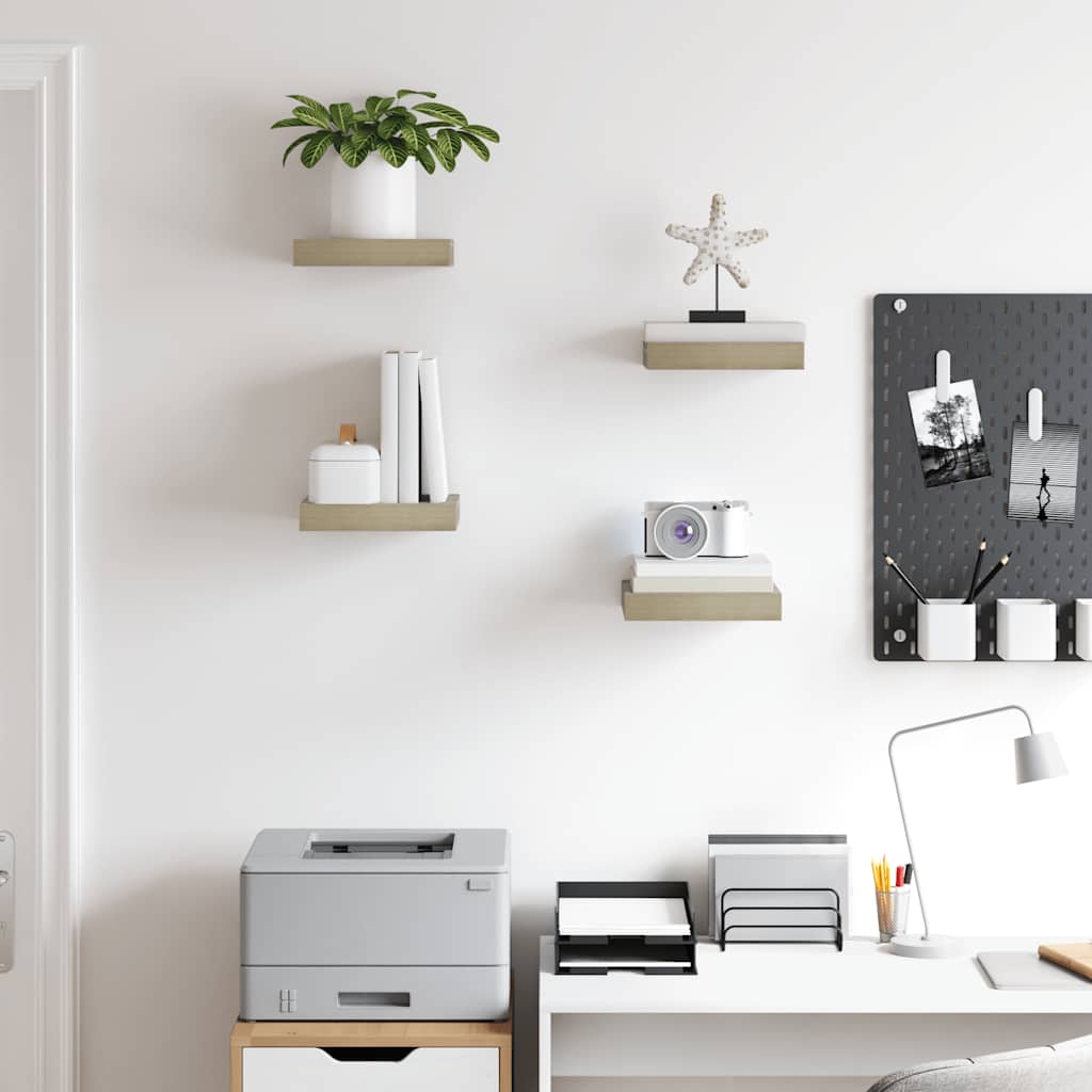 Thumbnail - vidaXL Schwebende Wandregale 4 Stk. Eichefarben 23x23,5x3,8cm MDF