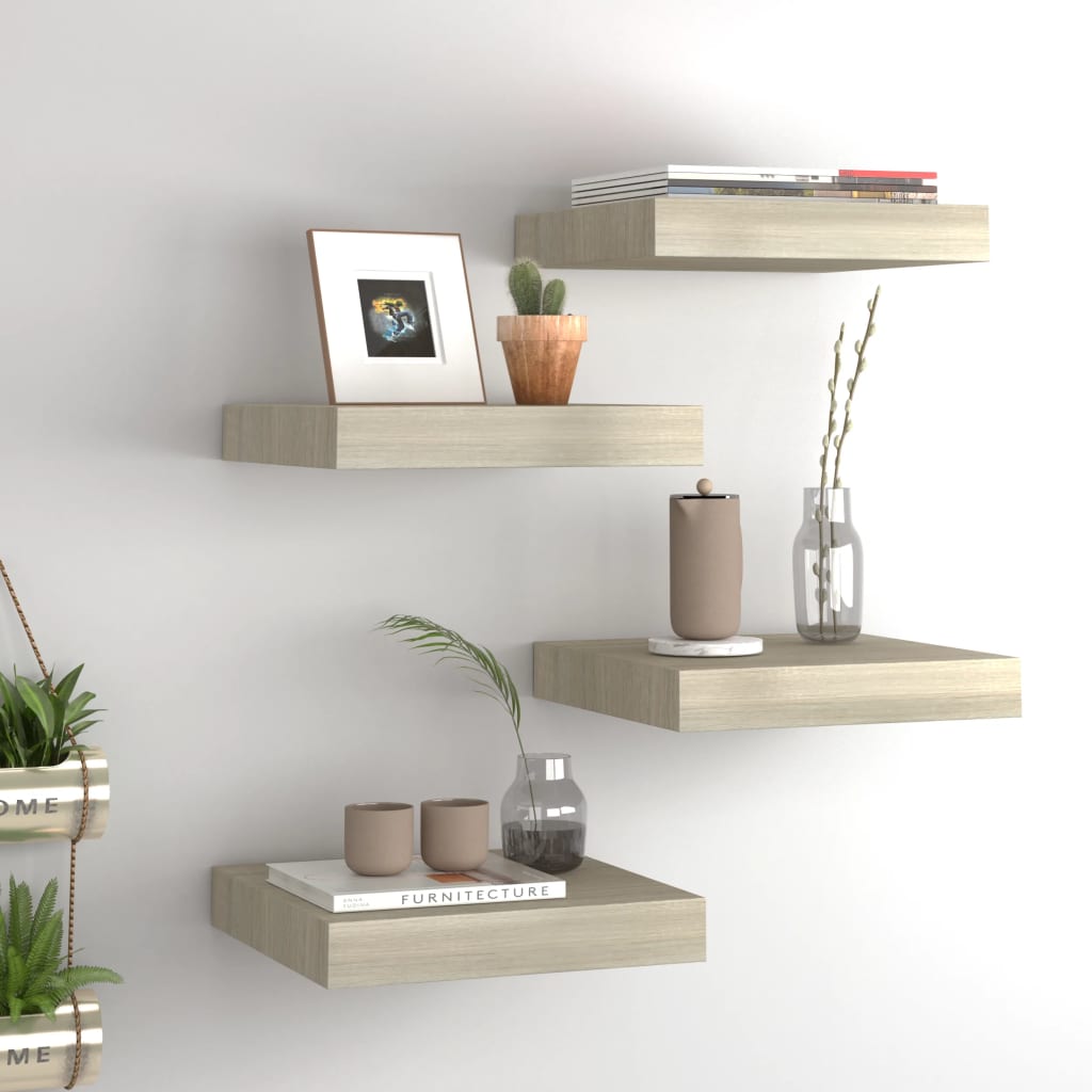 vidaXL Kelluvat seinähyllyt 4 kpl tammi 23×23,5×3,8 cm MDF