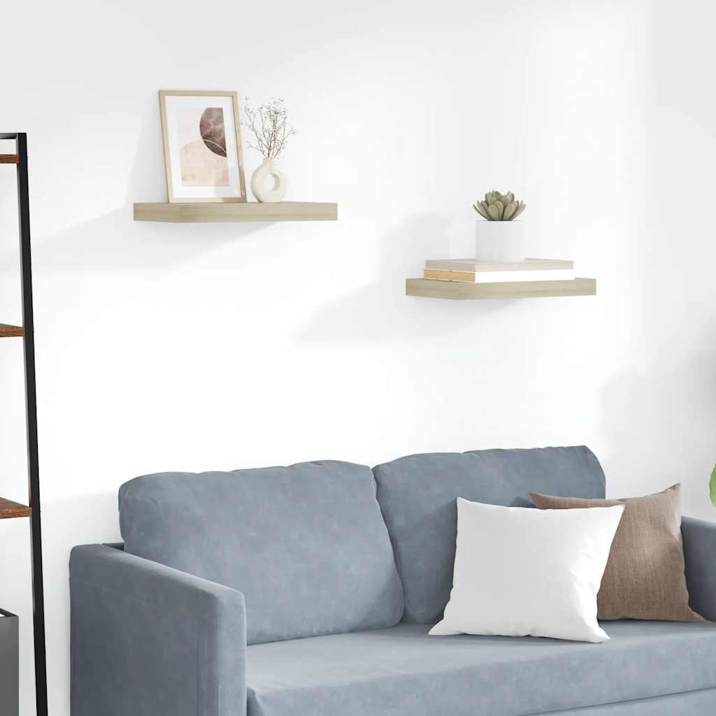 vidaXL Schwebende Wandregale 2 Stk. Eichefarben 40x23x3,8cm MDF